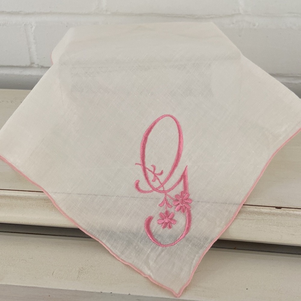 vintage classic cotton initialed (G) handkerchief hankie